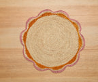 Round Pink Raffia Placemat – 14” Handwoven Crochet – Garden Party & Summer Table Decor Payton James