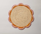 Round Pink Raffia Placemat – 14” Handwoven Crochet – Garden Party & Summer Table Decor Payton James