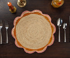 Round Pink Raffia Placemat – 14” Handwoven Crochet – Garden Party & Summer Table Decor Payton James