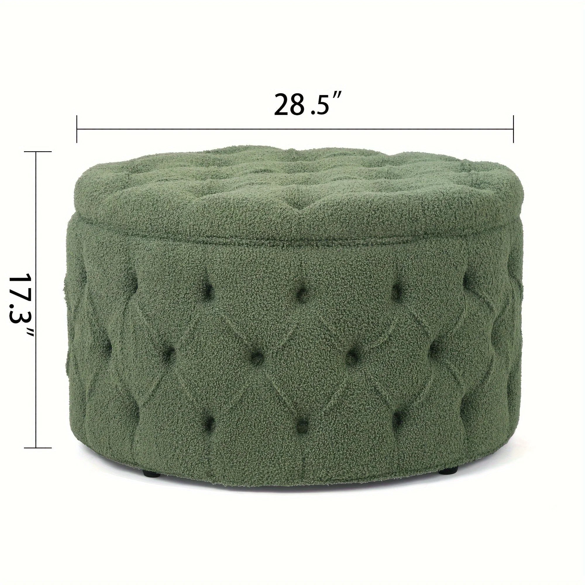 Round Storage Ottoman, Button Tufted Upholstered Ottoman with Removable Top, Storage Bench Coffee Table Footrest Stool for Living Room Bedroom Entryway House Of Avana