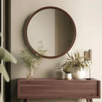 Round Vanity Mirror with Wood Frame - House Of Avana