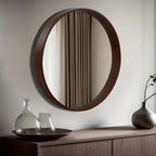 Round Vanity Mirror with Wood Frame - House Of Avana