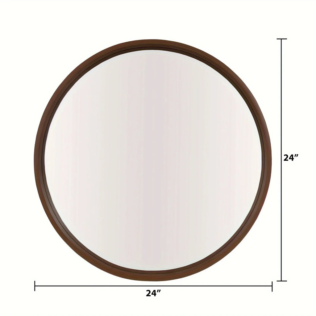 Round Vanity Mirror with Wood Frame - House Of Avana