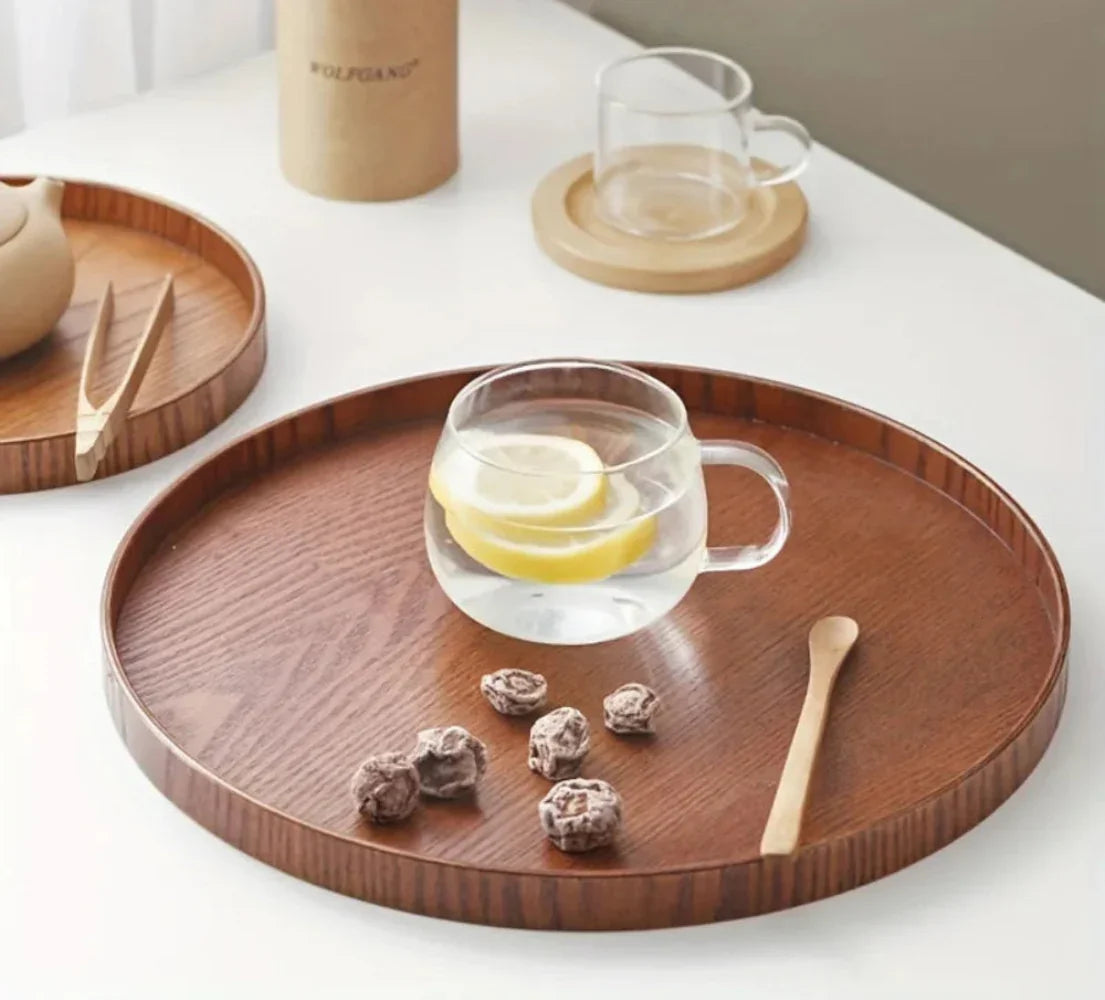 Round Wood Serving Tray – Rustic Elegance for Dining & Decor - House Of Avana