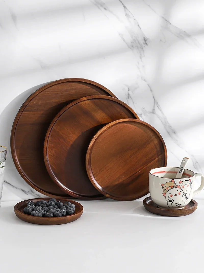 Round Wooden Tea Tray - House Of Avana