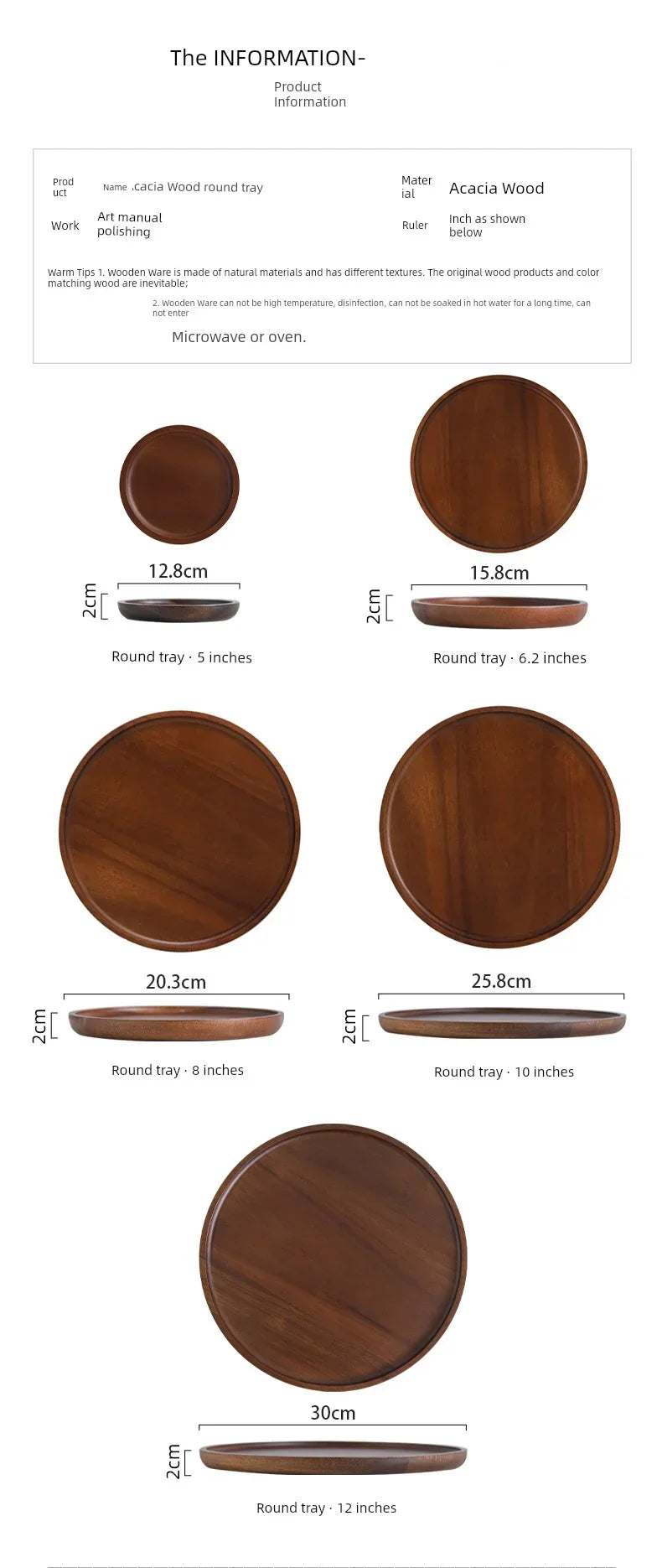 Round Wooden Tea Tray - House Of Avana