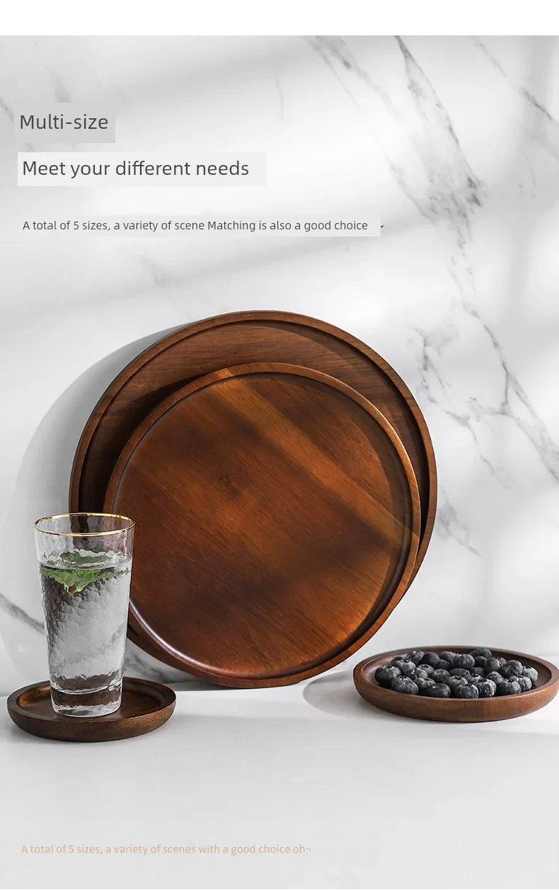 Round Wooden Tea Tray - House Of Avana