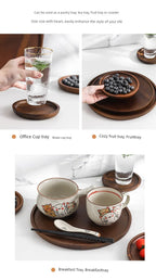 Round Wooden Tea Tray - House Of Avana