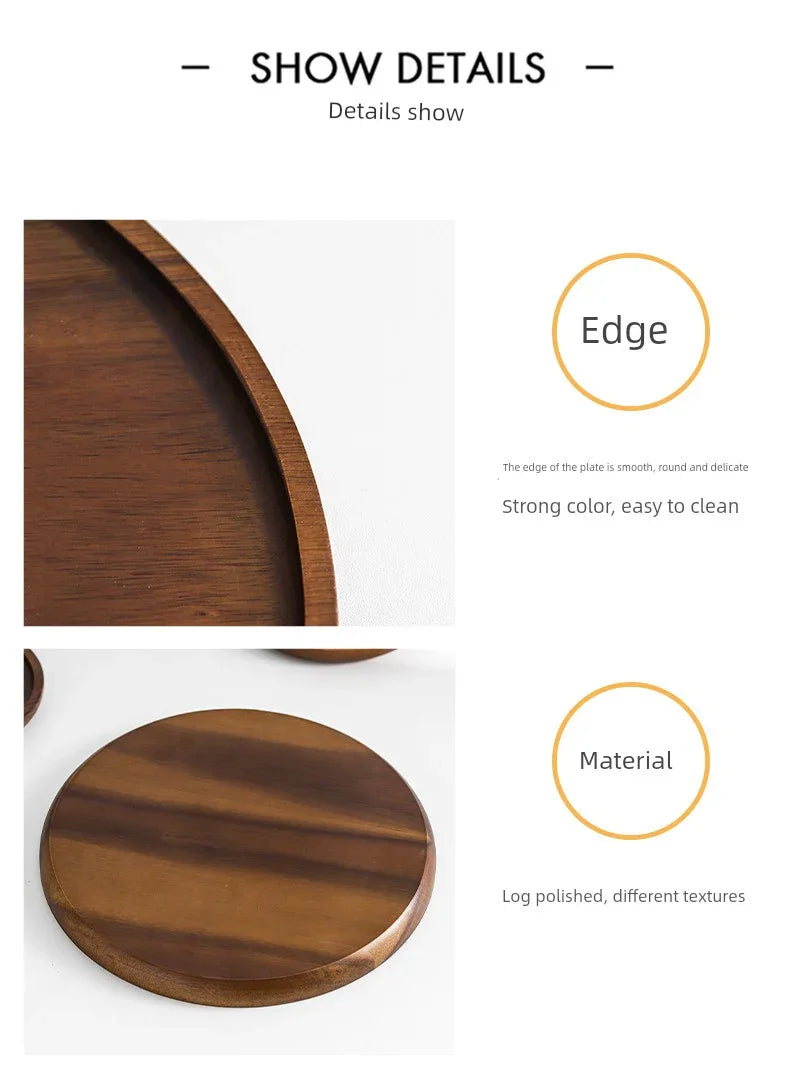 Round Wooden Tea Tray - House Of Avana