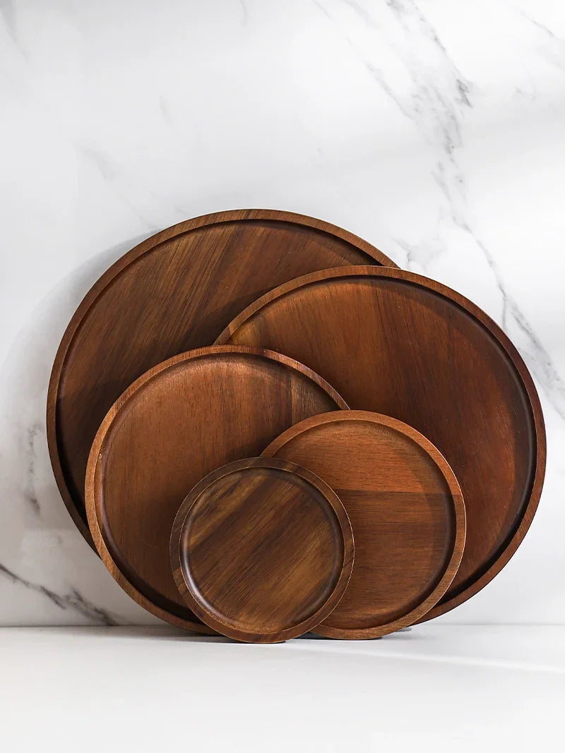 Round Wooden Tea Tray - House Of Avana