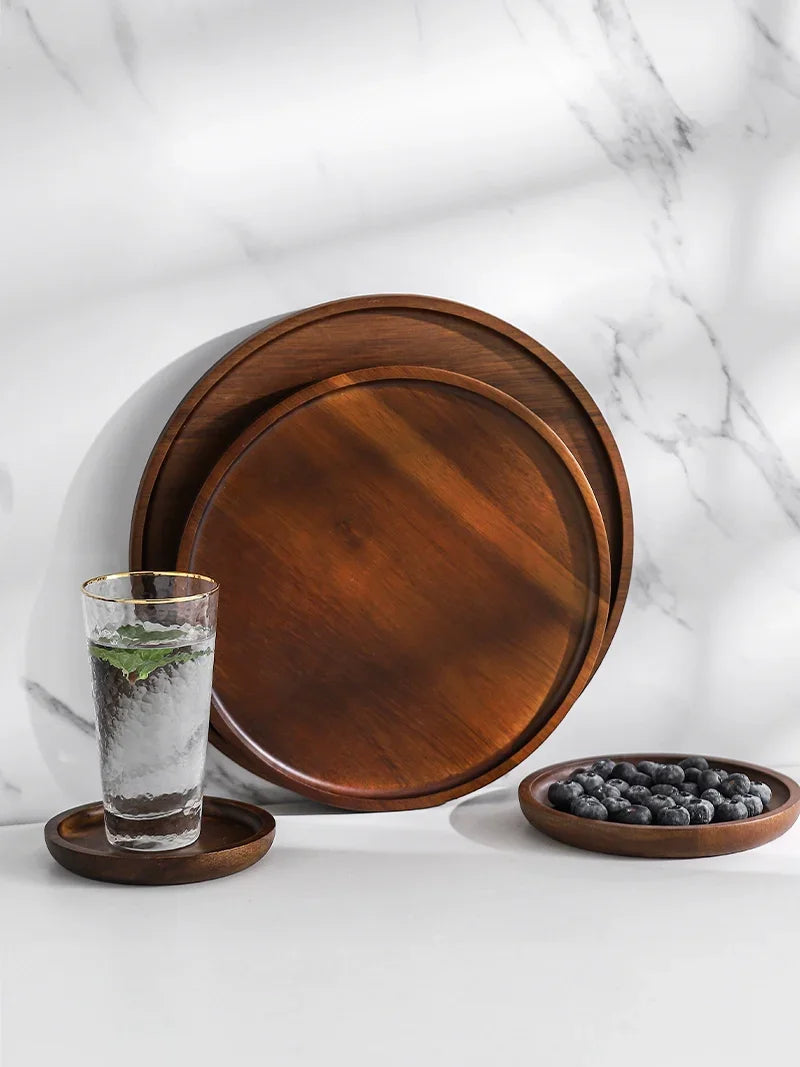 Round Wooden Tea Tray - House Of Avana