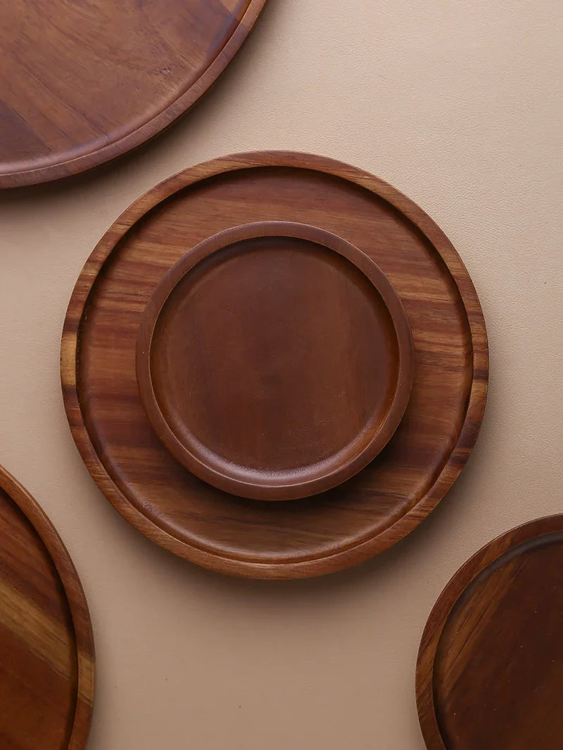 Round Wooden Tea Tray - House Of Avana