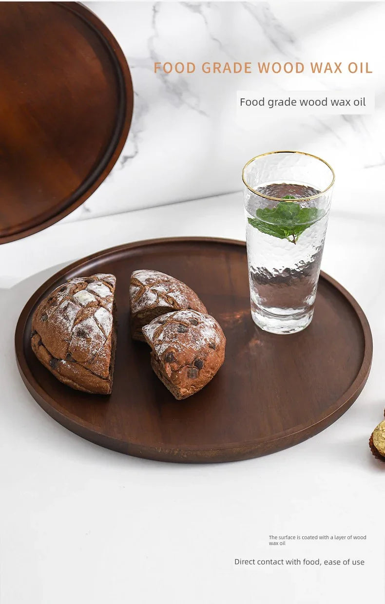 Round Wooden Tea Tray - House Of Avana