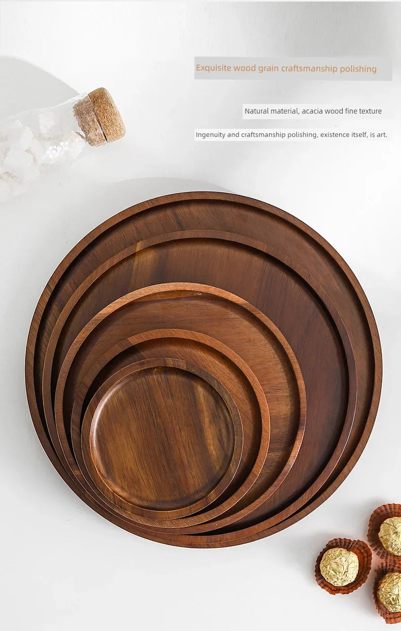 Round Wooden Tea Tray - House Of Avana