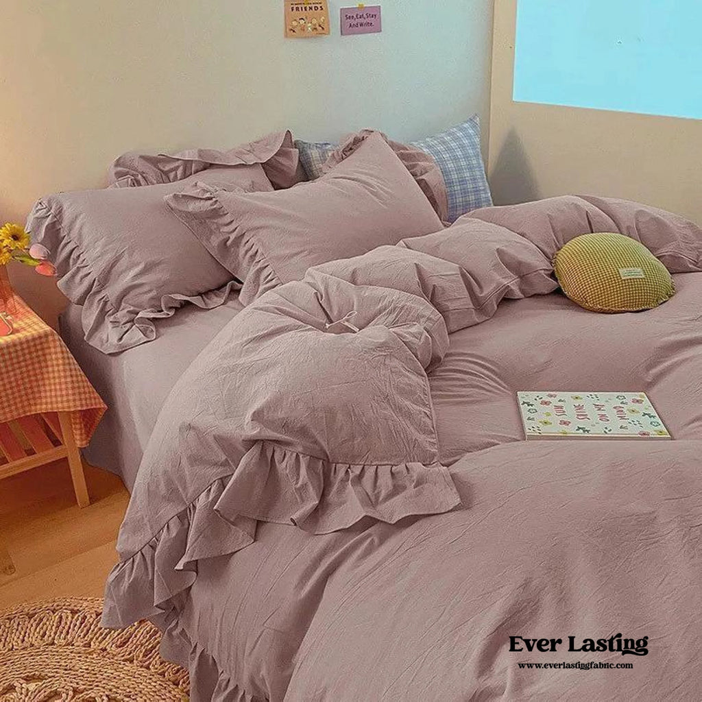 Ruffle Bedding Set / Purple Ever Lasting