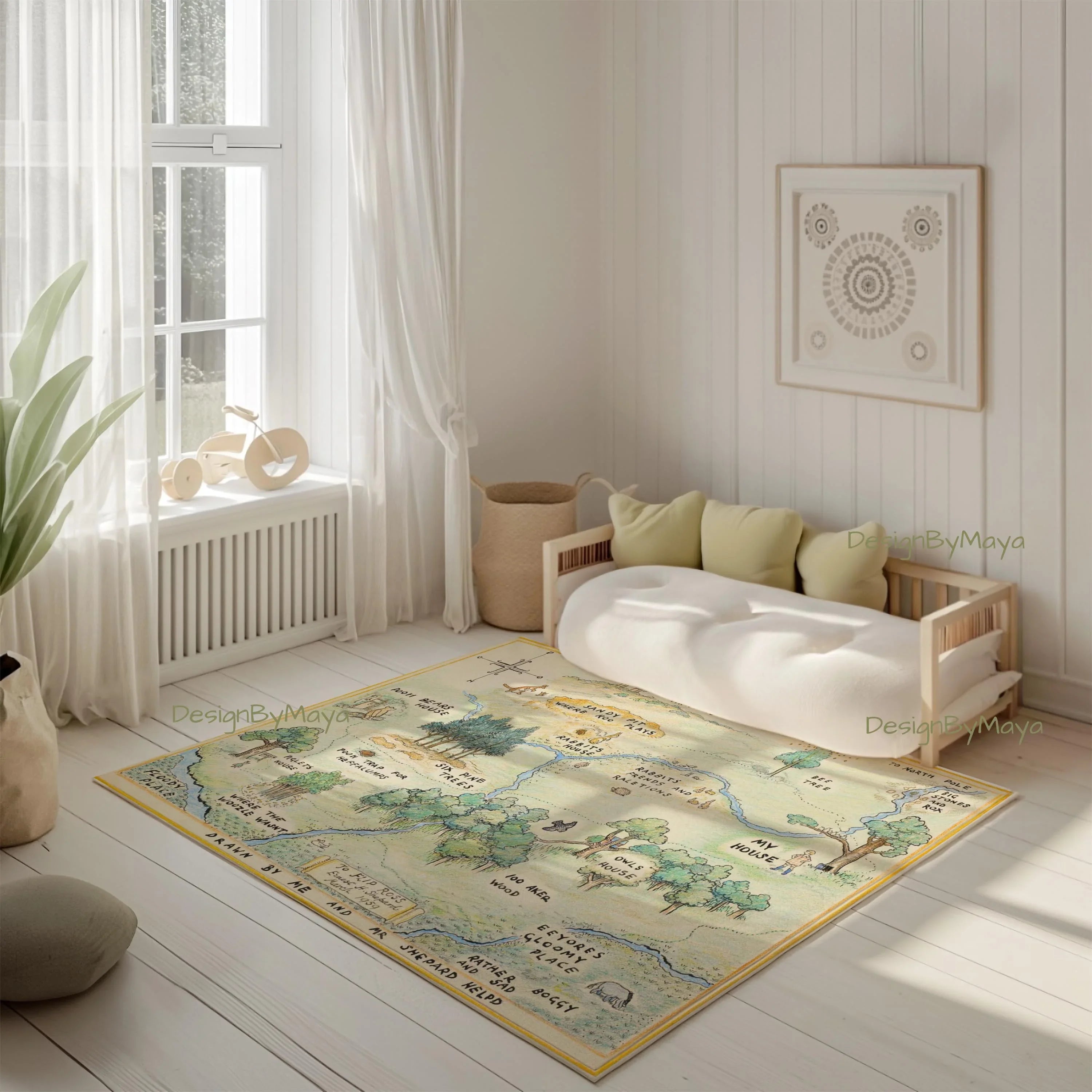 Baby Animals Abc Rug / World Map Area Rug, back view - House Of Avana