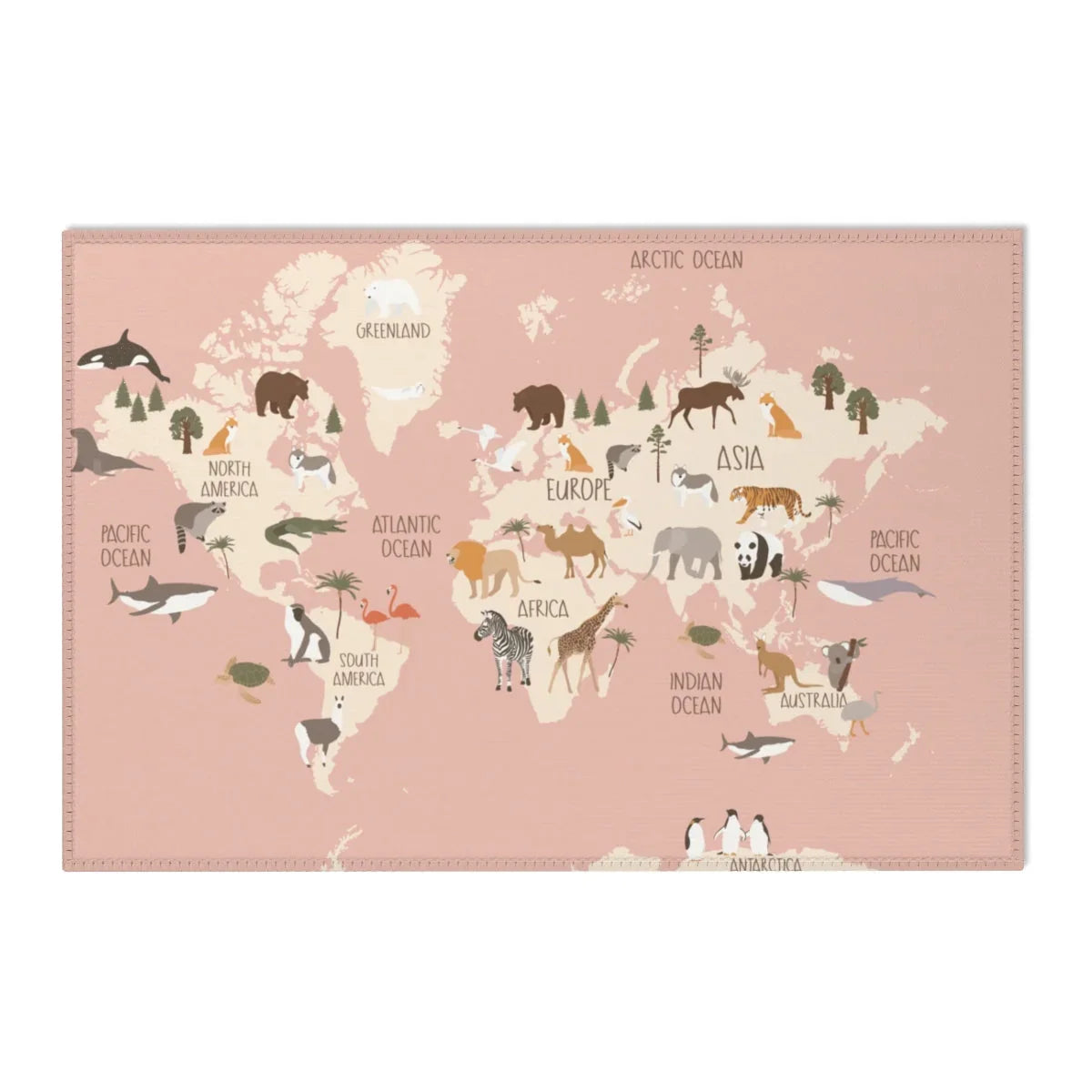 Baby Animals Abc Rug / World Map Area Rug, in-use display - House Of Avana