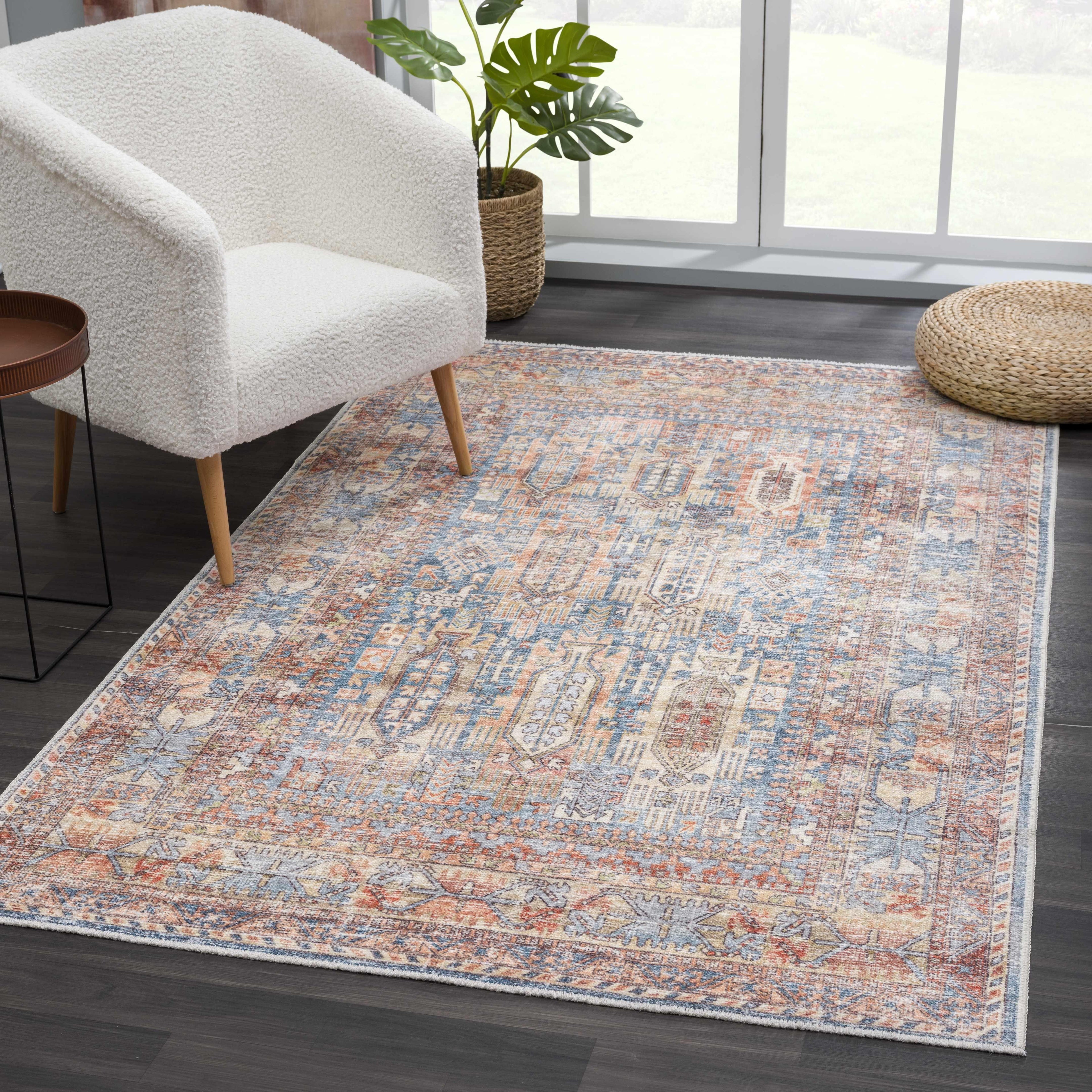 Burnt Orange Holi-2300 Washable Area Rug - House Of Avana