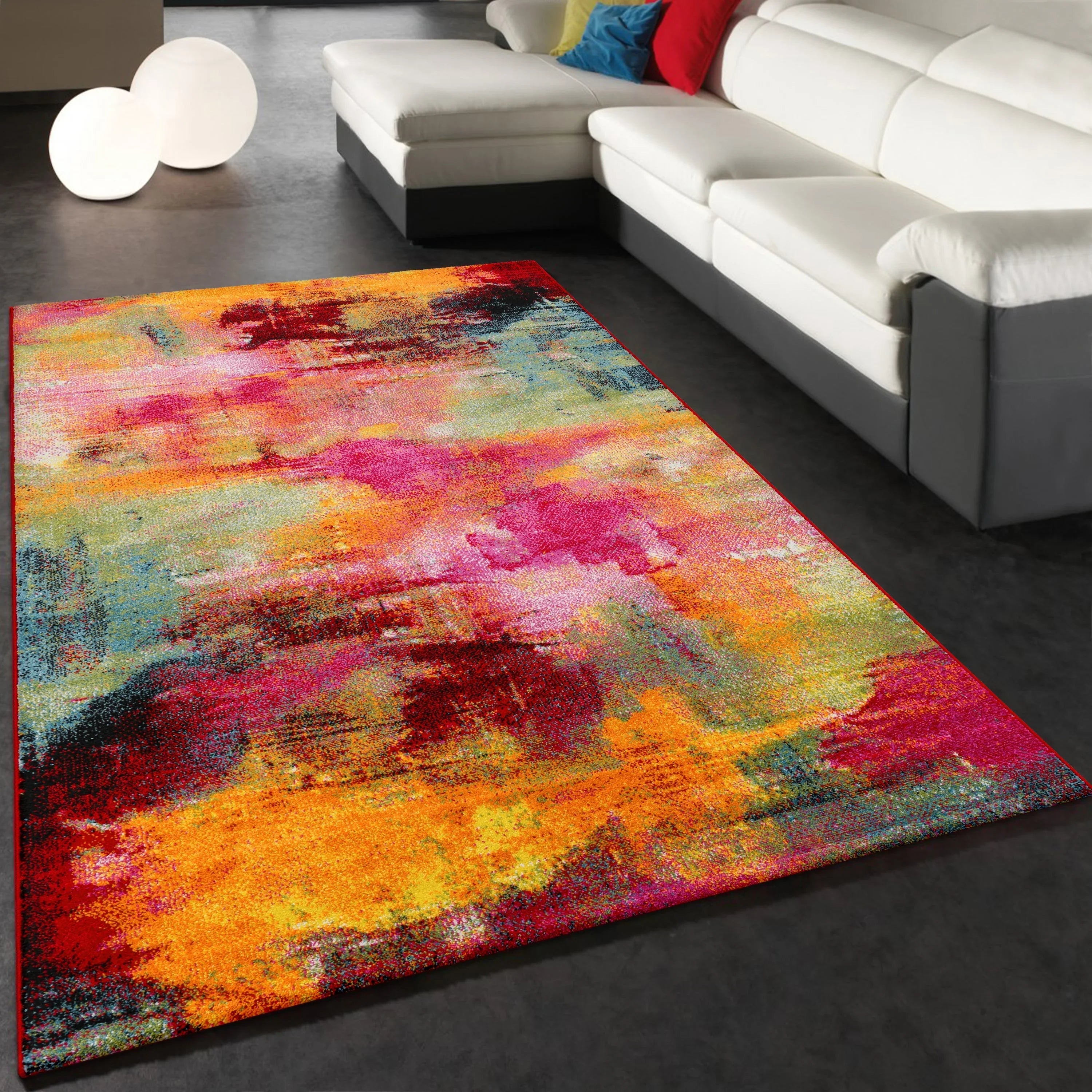 Colorful Area Rug Canvas Artful Design - Multicolor, front view - House Of Avana