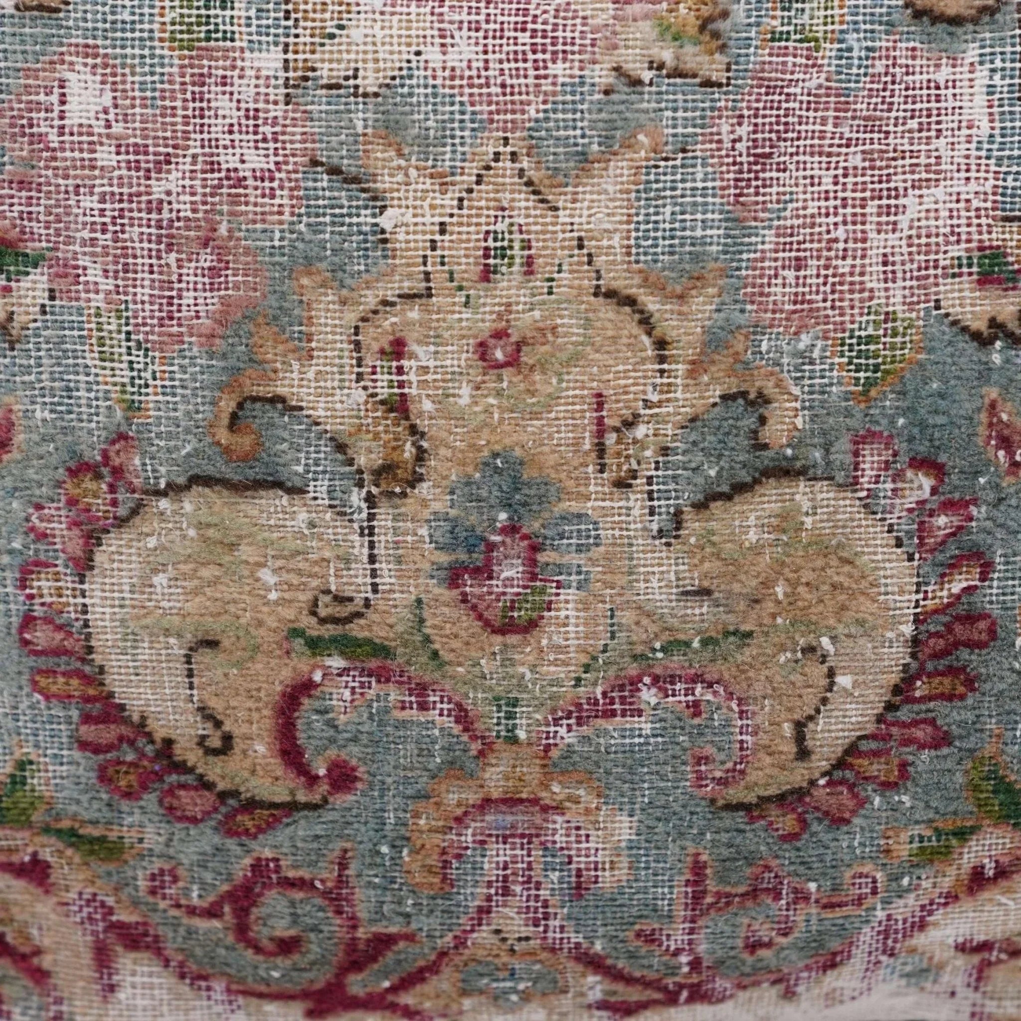 Canvello Antique Rug Organic Wool Pillow - 16"x24", back view - House Of Avana