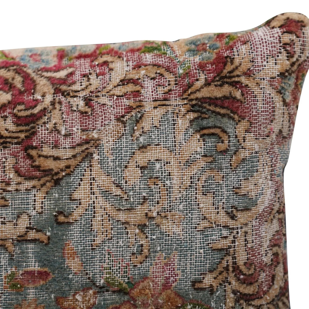 Canvello Antique Rug Organic Wool Pillow - 16"x24", detail shot - House Of Avana