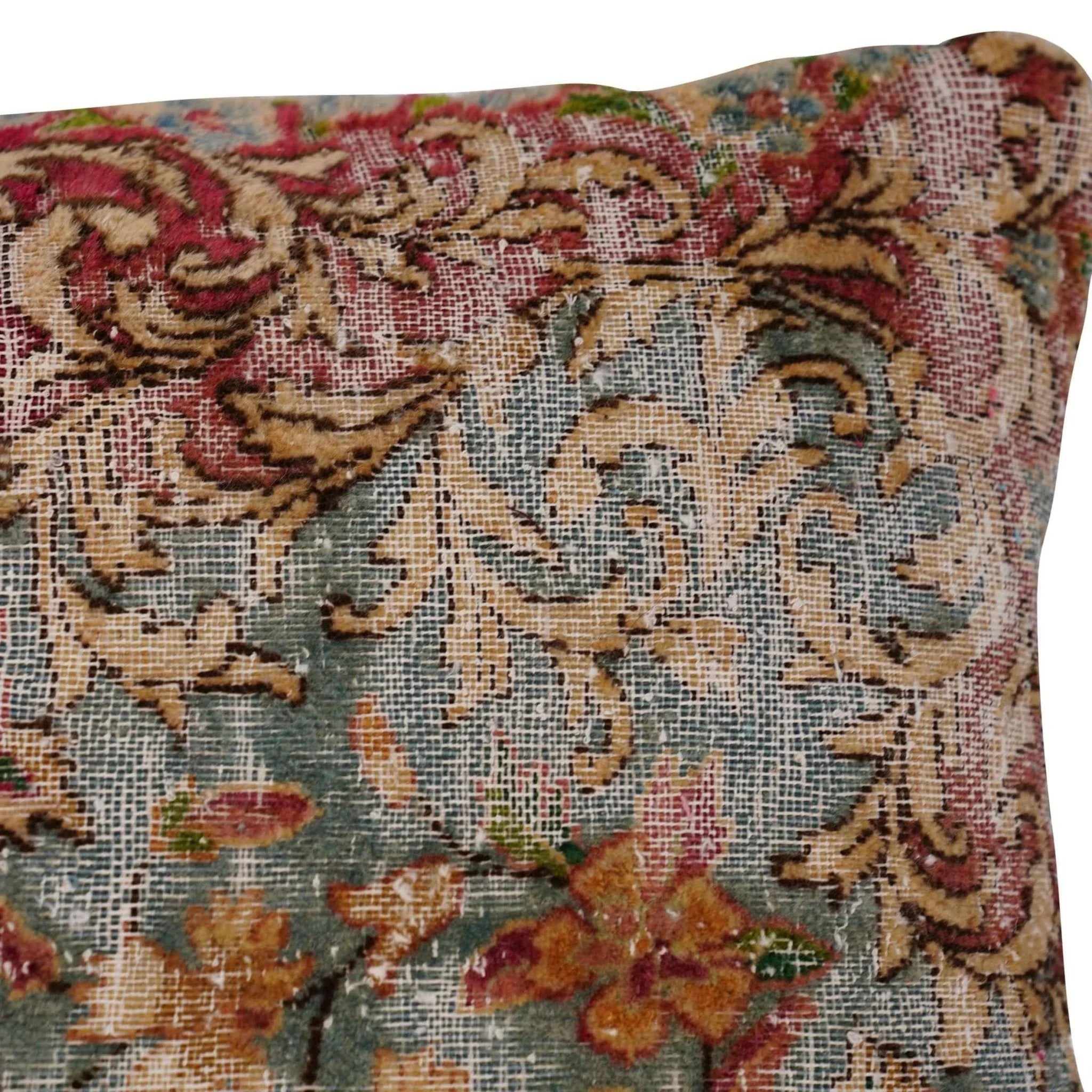 Canvello Antique Rug Organic Wool Pillow - 16"x24", texture detail - House Of Avana