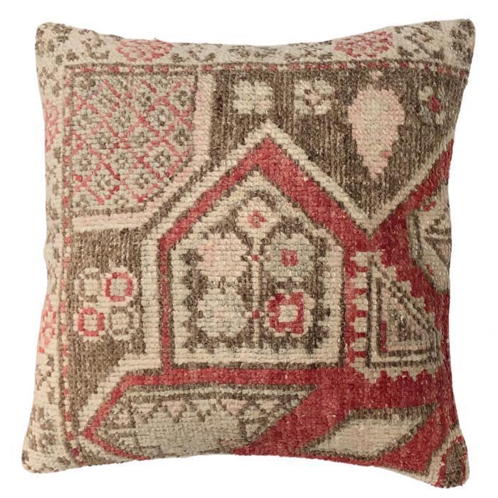 Canvello Handmade Vintage Turkish Rug Pillow - 20' X 20', front view - House Of Avana