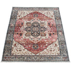 Rug, Short-Pile For Living Rooms, With Oriental Design And Border In Pink, Colourful RugYourHome