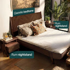 Rum Handcrafted Solid Wood Nightstand Megsu