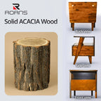Rum Handcrafted Solid Wood Nightstand Megsu