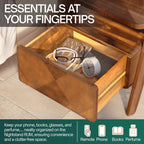 Rum Handcrafted Solid Wood Nightstand Megsu