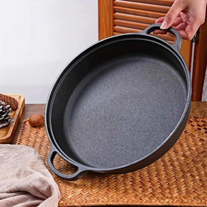 [Rust-Resistant Cast Iron Skillet] Rust-Resistant 1pc PMMJ Cast Iron Skillet with Handles | Thick, Non-Stick, Perfect for Induction & Gas Stoves - Ideal for Home & Outdoor Cooking - No Electricity Needed, Outdoor Cooking Gear House Of Avana [[SKU:HOA-CKW-005]]