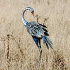 Rustic Blue Heron Statue - Outdoor Sculpture, angled view - House Of Avana
