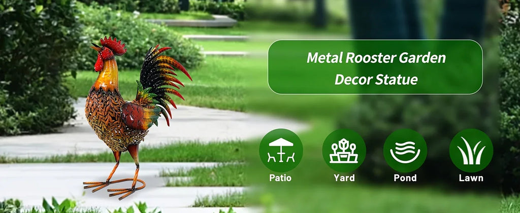 [Rustic Metal Garden Stake] Rustic 1pc Metal Garden Stake - Farmhouse Style Chicken Ornament Sculpture for Lawn, Garden, Yard, Farm, Outdoor Decor, Housewarming Gift, Home Decoration House Of Avana