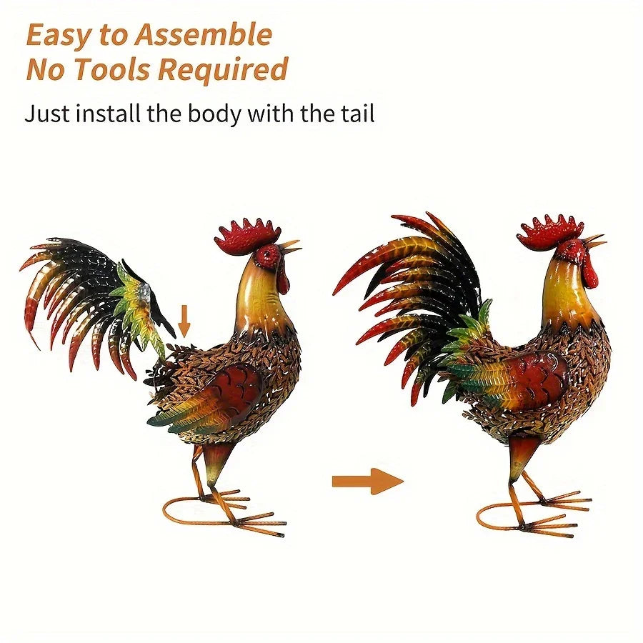 [Rustic Metal Garden Stake] Rustic 1pc Metal Garden Stake - Farmhouse Style Chicken Ornament Sculpture for Lawn, Garden, Yard, Farm, Outdoor Decor, Housewarming Gift, Home Decoration House Of Avana