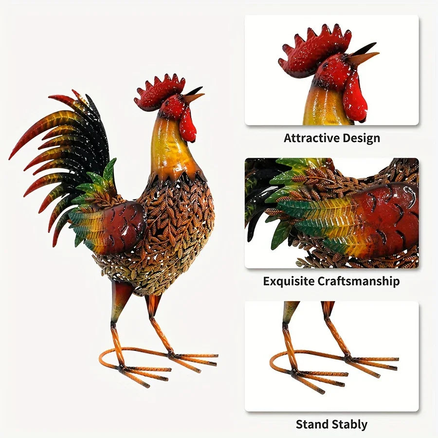 [Rustic Metal Garden Stake] Rustic 1pc Metal Garden Stake - Farmhouse Style Chicken Ornament Sculpture for Lawn, Garden, Yard, Farm, Outdoor Decor, Housewarming Gift, Home Decoration House Of Avana