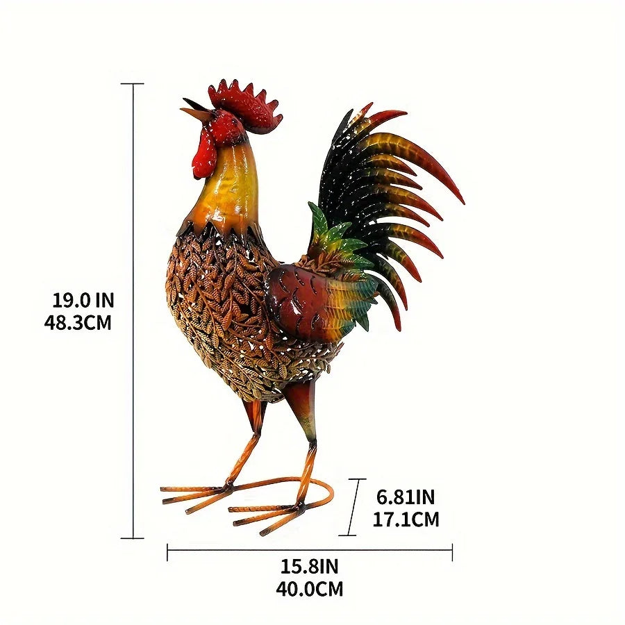 [Rustic Metal Garden Stake] Rustic 1pc Metal Garden Stake - Farmhouse Style Chicken Ornament Sculpture for Lawn, Garden, Yard, Farm, Outdoor Decor, Housewarming Gift, Home Decoration House Of Avana