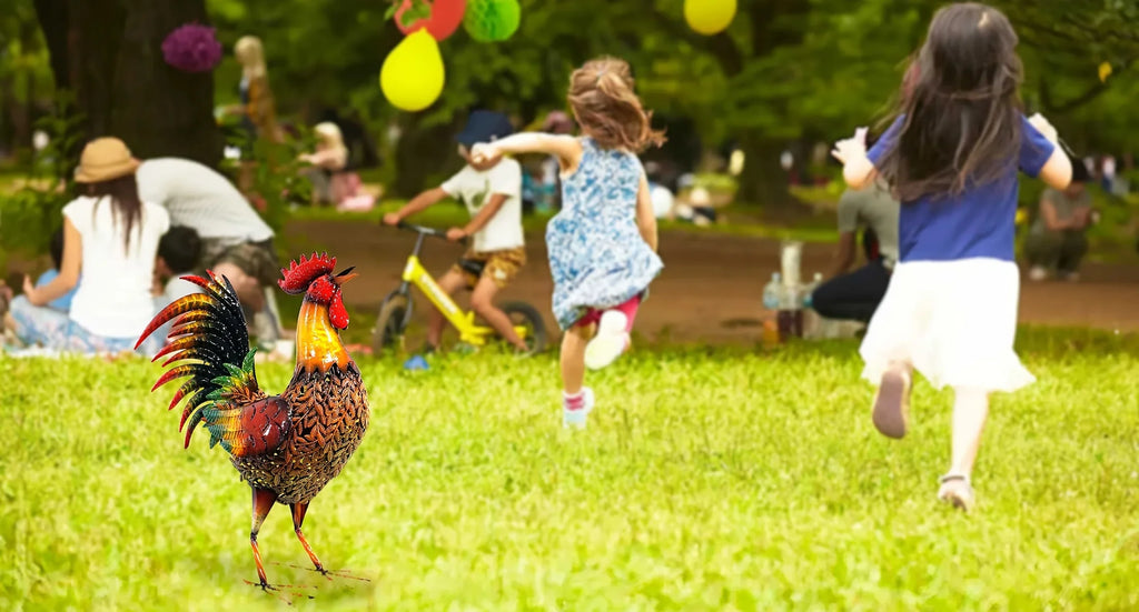 [Rustic Metal Garden Stake] Rustic 1pc Metal Garden Stake - Farmhouse Style Chicken Ornament Sculpture for Lawn, Garden, Yard, Farm, Outdoor Decor, Housewarming Gift, Home Decoration House Of Avana