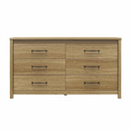 Rustic Farmhouse 6-Drawer Dresser in Natural Wood Finish