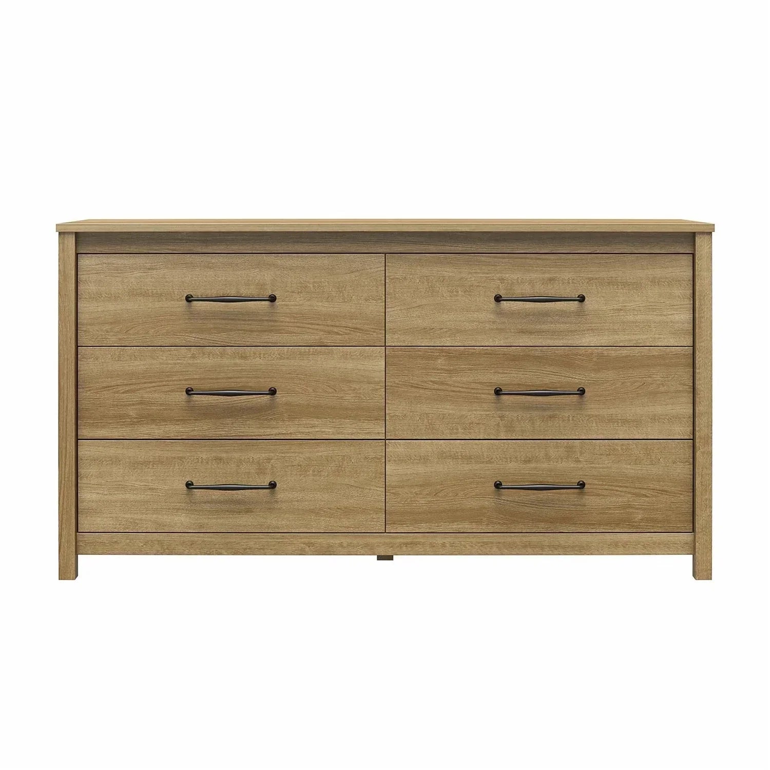 Rustic Farmhouse 6-Drawer Dresser in Natural Wood Finish
