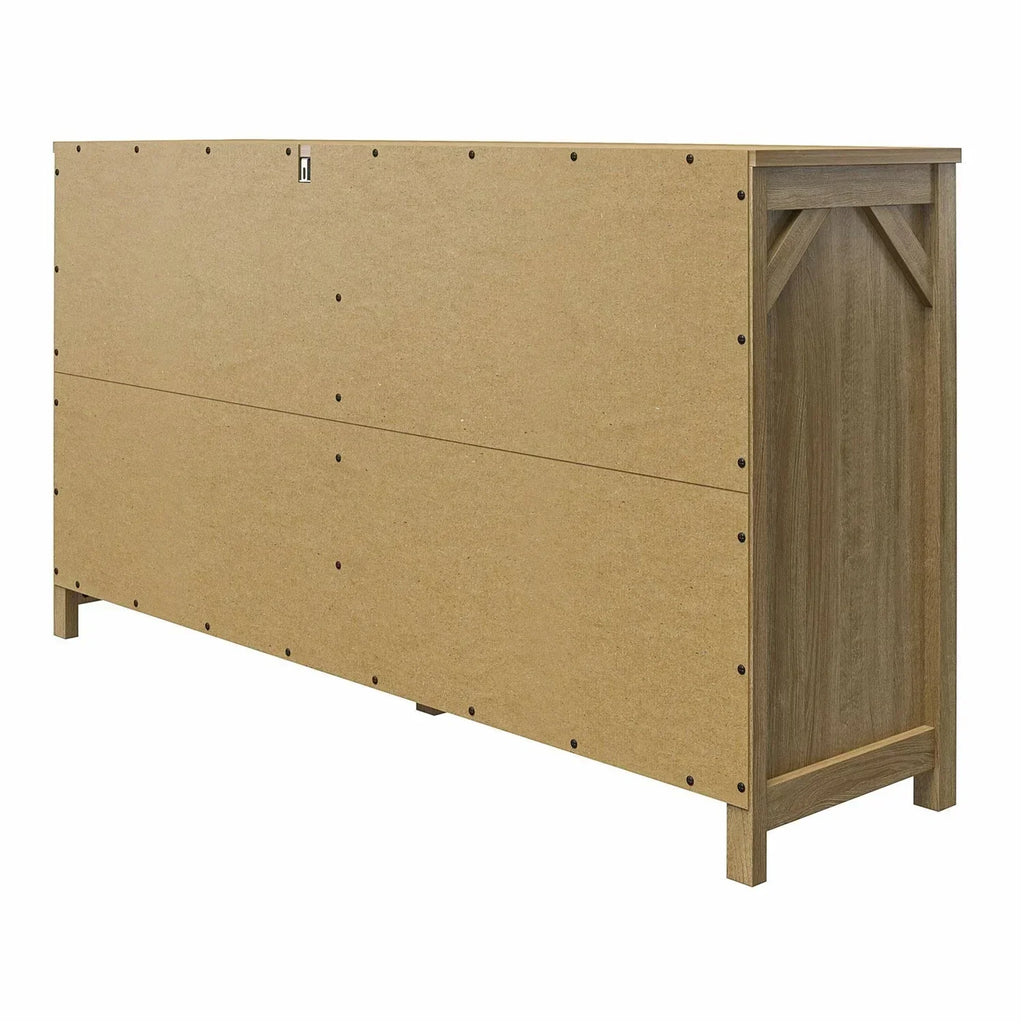 Rustic Farmhouse 6-Drawer Dresser in Natural Wood Finish
