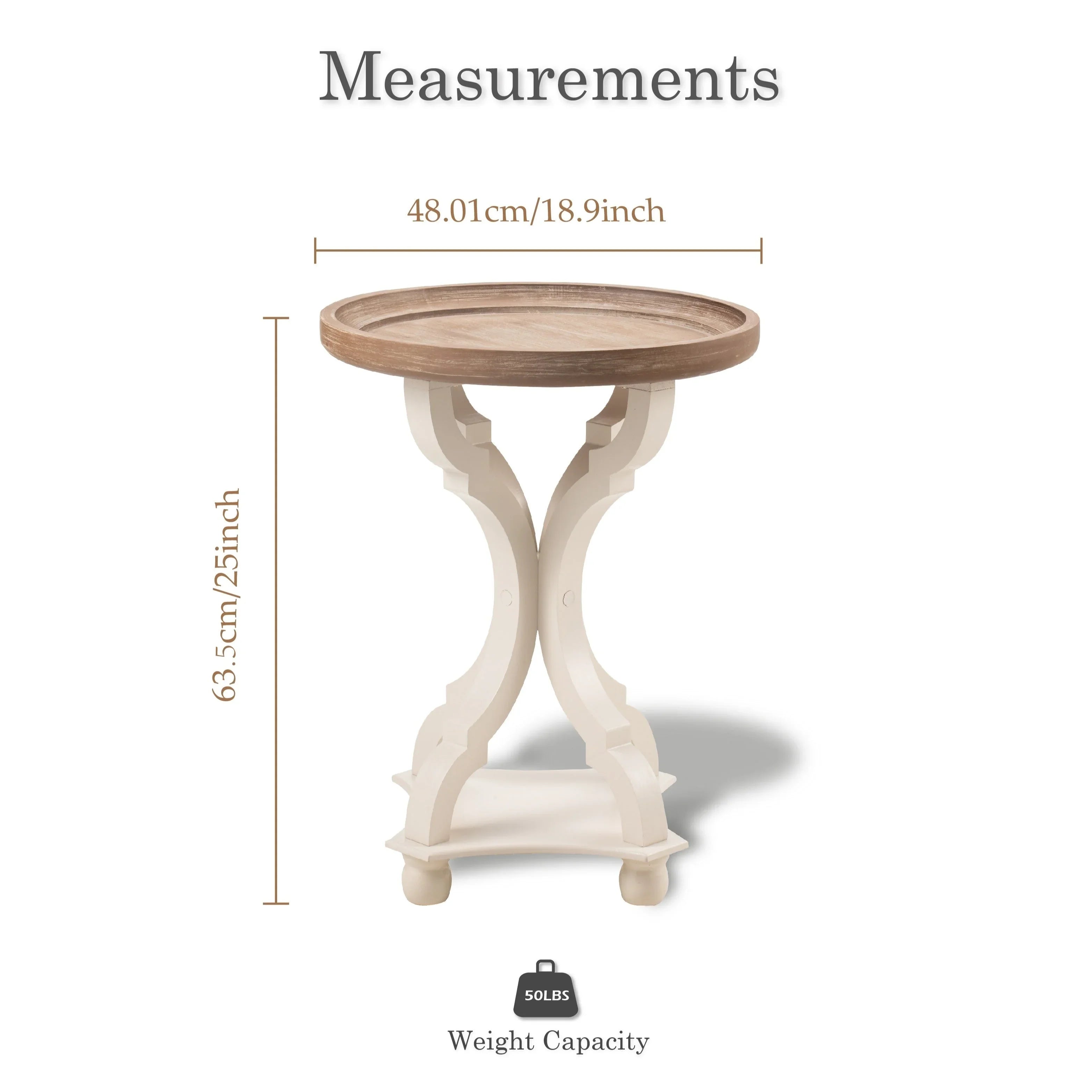 Rustic Farmhouse Cottagecore Accent End Table, Natural Tray Top Side Table House Of Avana