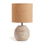 Rustic Mango Wood Table Lamp with Linen Shade Vintage Shopper