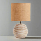 Rustic Mango Wood Table Lamp with Linen Shade Vintage Shopper