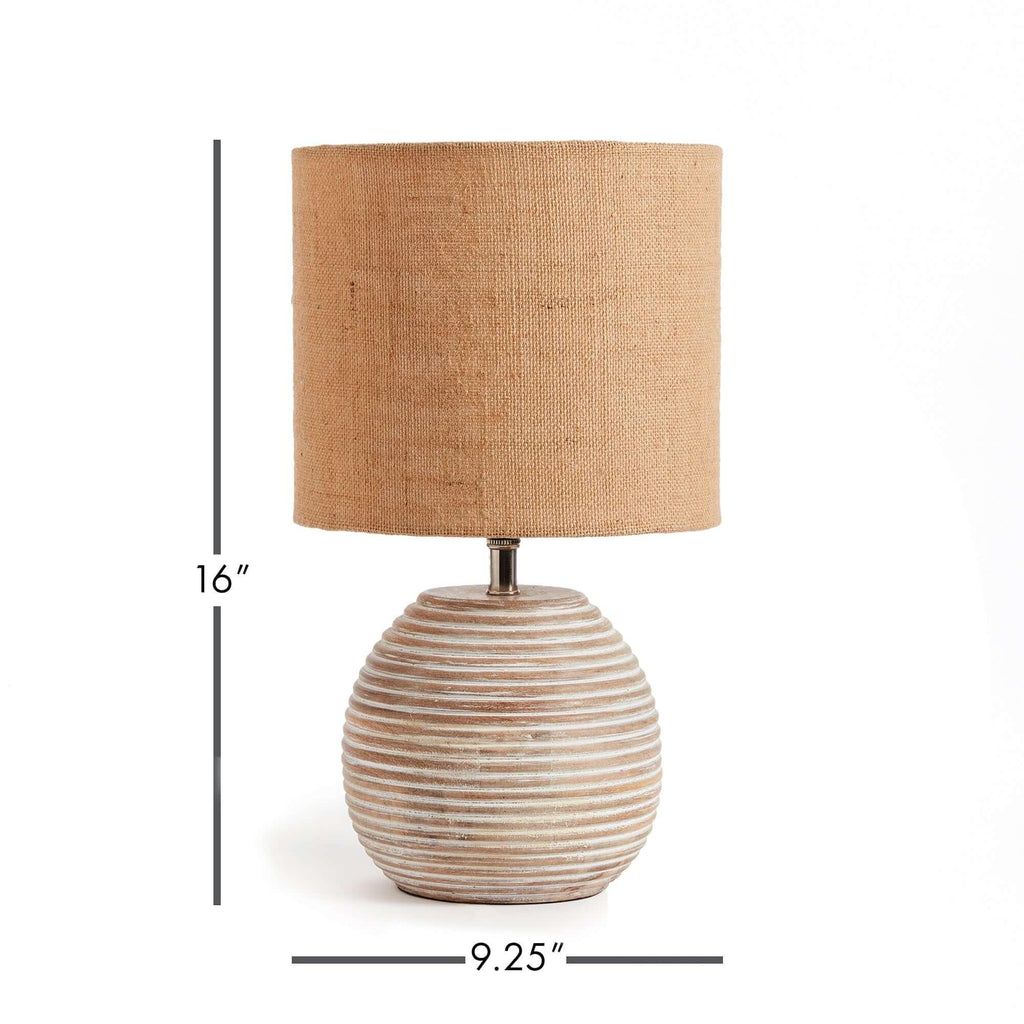 Rustic Mango Wood Table Lamp with Linen Shade Vintage Shopper