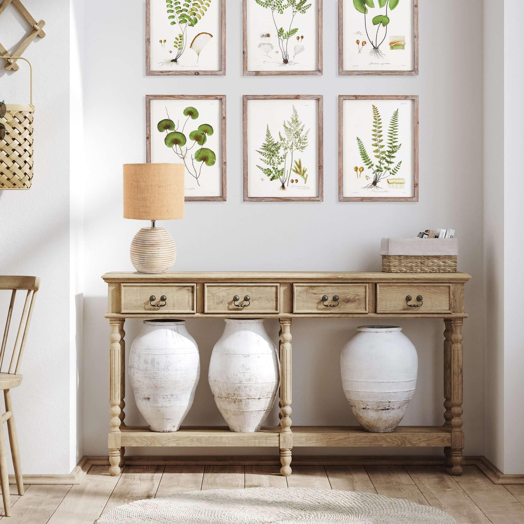 Rustic Mango Wood Table Lamp with Linen Shade Vintage Shopper