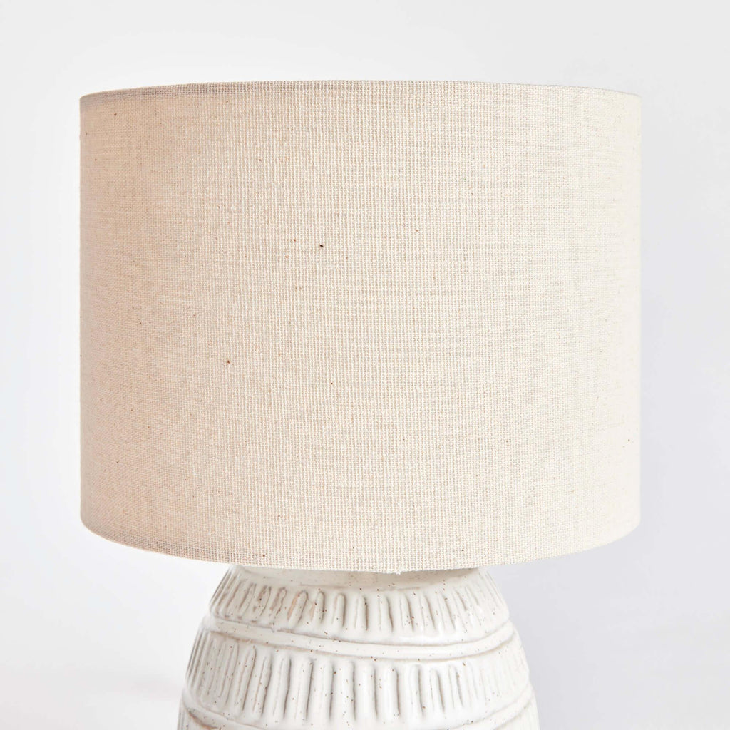 Rustic Textured Pottery Table Lamp in White Glaze Vintage Shopper