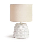 Rustic Textured Pottery Table Lamp in White Glaze Vintage Shopper