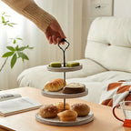 Rustic Wood 3-Tier Cake Stand, Round Wooden Serving Tray with Handle, Multipurpose Dessert Display, Elegant Tiered Cupcake Holder for Parties and Display - House Of Avana