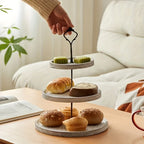 Rustic Wood 3-Tier Cake Stand, Round Wooden Serving Tray with Handle, Multipurpose Dessert Display, Elegant Tiered Cupcake Holder for Parties and Display - House Of Avana